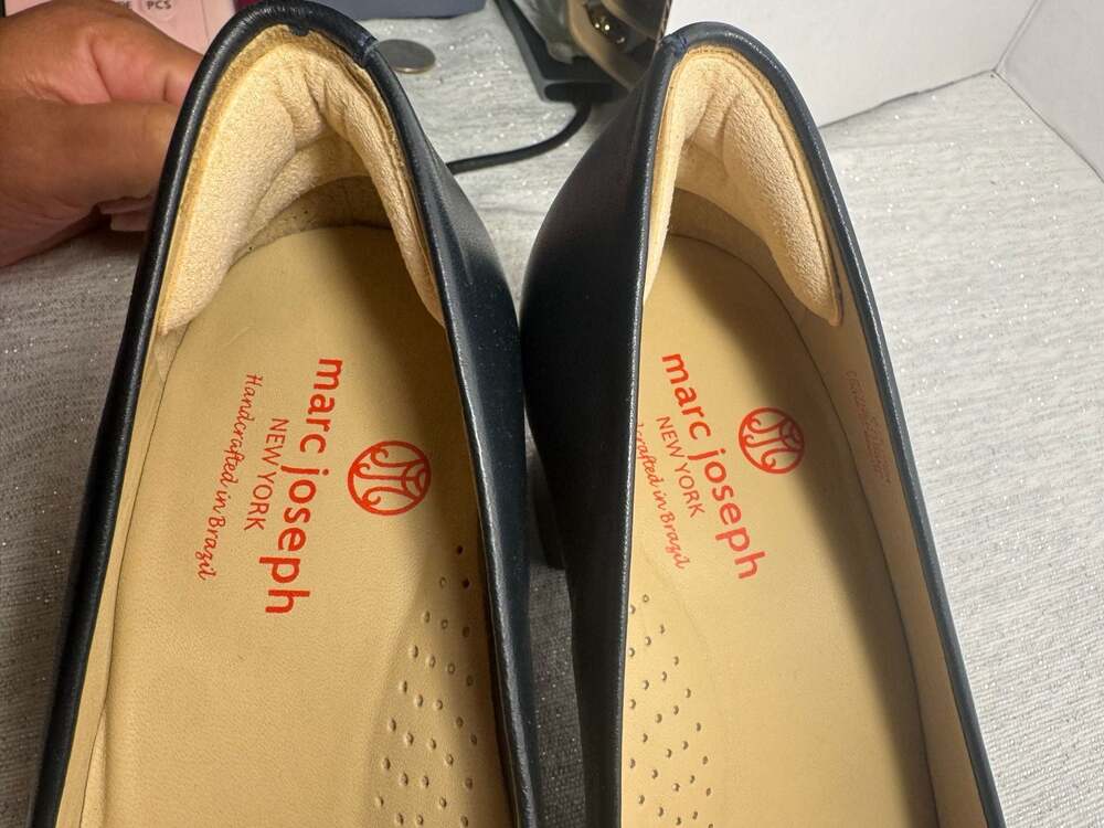 Marc Joseph New York Women's Leather Block Heel Pumps Navy Size 6.5 - Picture 6 of 7